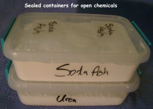 labeled chemical containers