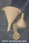 two funnels and a spoon